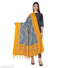 Printed Khadi Cotton Dupatta with Tassels for Women 