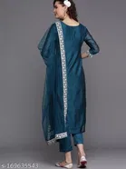 Viscose Rayon Embroidered Kurta with Pant & Dupatta for Women 