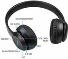 P47 6H Battery Backup Headphone, Black with Mic & FM+SD Card Support with 6 Hour Battery Backup