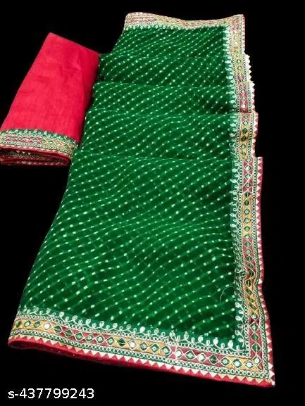 Georgette Printed Saree for Women (Green, 6.1 m)