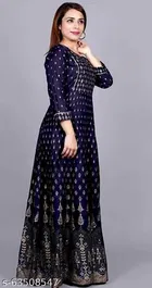 Rayon Gown for Women, Navy Blue 