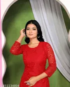 Net Kurti for Women,  Red  