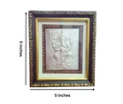 Wooden Shri Ganesha Lilver Photo Frame for Pooja (Multicolor, 5x5 inches)