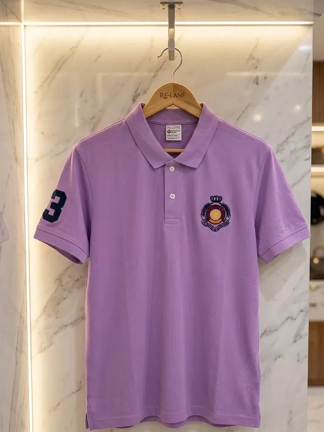 Embroidered Polo T-shirt for Men (Lavender, XXL)