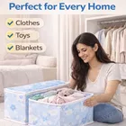 Blue Floral Quilt Storage Bag Dust& Moisture Proof 58*40*22 Cm