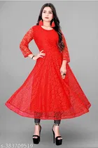 Net Kurti for Women,  Red  