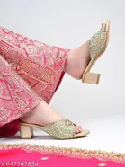 Shoetopia Heel Sandals Golden IND-3