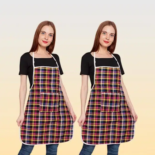 Cotton Kitchen Aprons (Multicolor, Pack of 2)