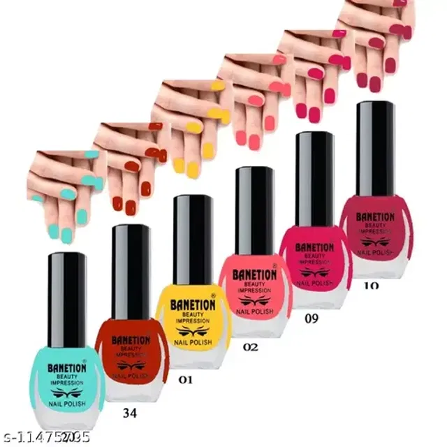 Banetion HD Color Nail Polish, 6 ml,Pack of 6