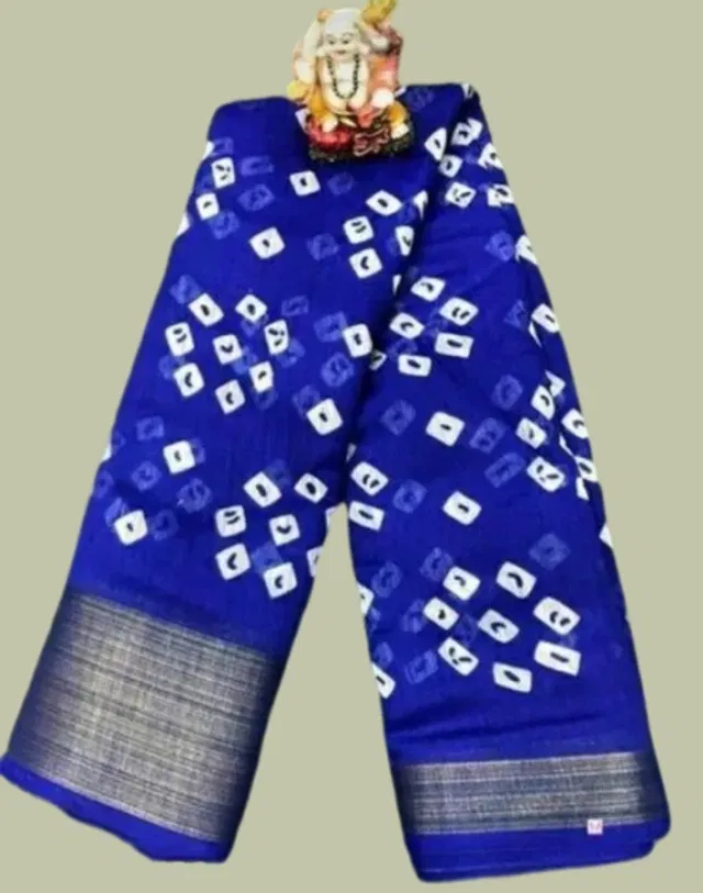 Cotton Printed Saree for Women (Blue, 6 m)