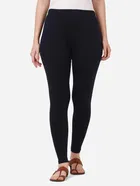 Cotton Solid Leggings for Women (Navy Blue, S)