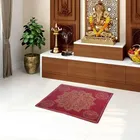 Chenille Velvet Pooja Mats (Maroon, 60x60 cm)