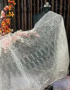 Net Embroidered Dupatta for Women (White, 2 m)
