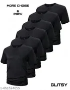Poly Blend T-shirt for Men, Black, Pack of 6 