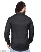 Cotton Blend Solid Short Kurta for Men, Black 