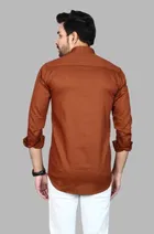 Cotton Blend Solid Shirt for Men, Brown 