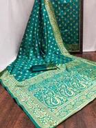 Silk Woven Design Saree for Women, Teal 