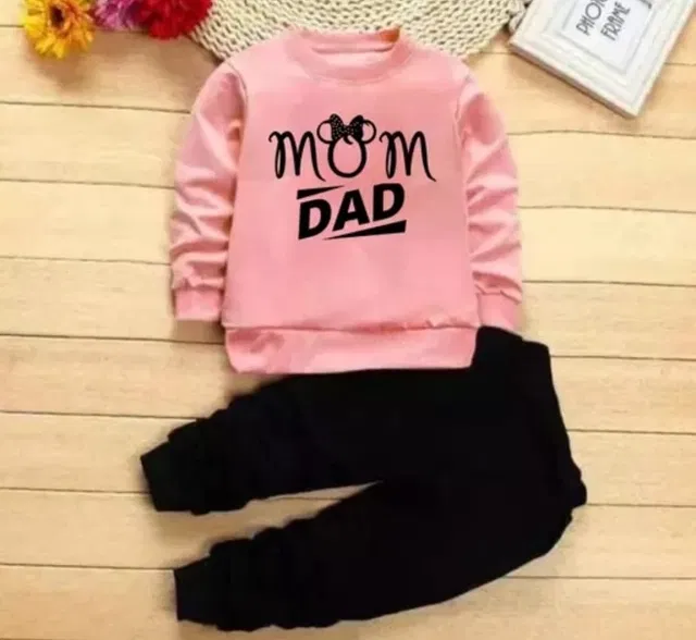 Hosiery Clothing Set for Kids (Pink & Black, 1-2 Years)