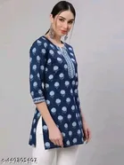 Rayon Block Print Short Kurti for Women 