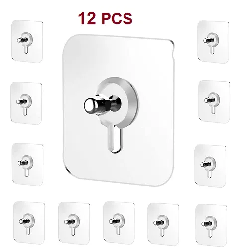 Plastic Wall Hooks (Silver, Pack of 12)