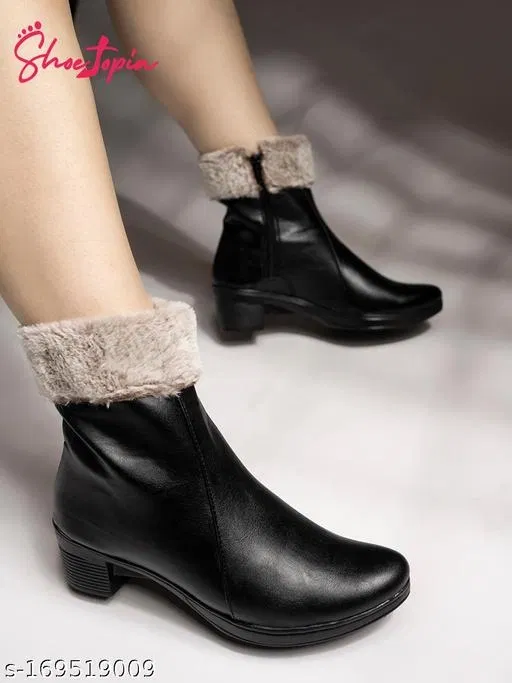 Shoetopia Solid High-Top Boots Black (6)