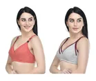 Cotton Blen Solid Non Padded Feeding Bras for Women (Multicolor, 32) (Pack of 2)