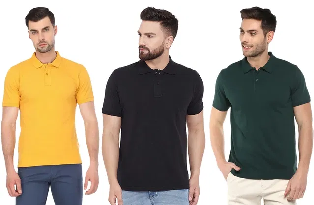 Polo T-shirt for Men, Pack of 3 (Multicolor, XXL)