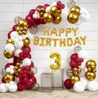 Red & Gold Theme 3rd Birthday Balloon Decoration Kit , Multicolor, Pack Of 68