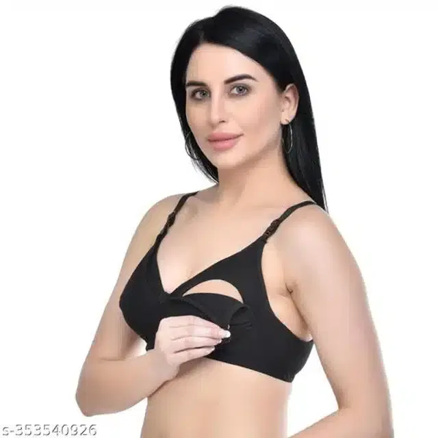 Polycotton Feeding Bra for Women (Black, XXXL)