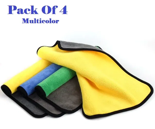 Microfiber Thick Lint & Streak-Free Multipurpose Cleaning Clothes (Multicolor, Pack of 4)