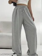 Cotton Blend Solid Trousers for Men, Grey 