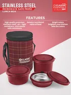 Stainless Steel Microwave Safe Insulated Leak Proof 3 Containers Lunch Box Set 