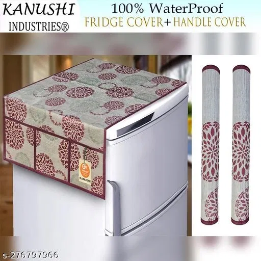 KANUSHI Industries® 1Pc Fridge Cover for Top with 6 Utility Pockets + 2 Fridge Handle Cover (RK-FRI-NW-NEW-11+2-HANDLE)
