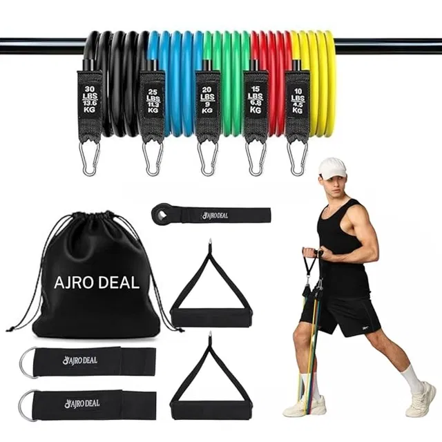 Resistance Bands Set for Home Gym & Full Body Workout ,Multicolour (Set of 1)