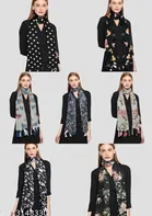 Printed Chiffon Scarves with Tassels for Women, Multicolor, Pack of 7