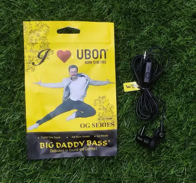 Ubon GP-321 Champ Crystal Clear Sound Wired Earphone (Black)