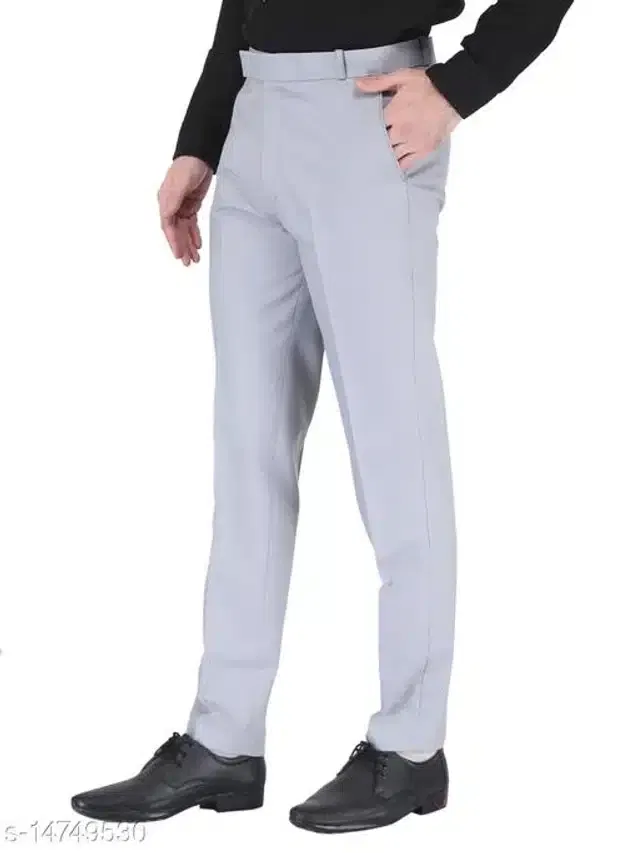Cotton Blend Trouser for Men (Grey, 34)
