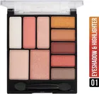 Shryoan Easey-Peasy Eyeshadow And Highlighter Palette Shimmer With Matte Finish (16 g) (Multicolor 01) (Pack Of 1)