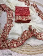 Chiffon Solid Saree For Women, White