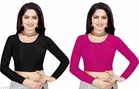Lycra Ready Made Blouse for Women, Pink & Black, Pack of 2 