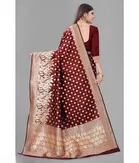 Litchi Silk Woven Design Saree for Women, Maroon 
