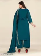 Embroidered Vichitra Silk Kurta Set for Women 