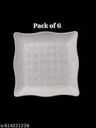 Plastic Plates for Kitchen, White, Pack of 6