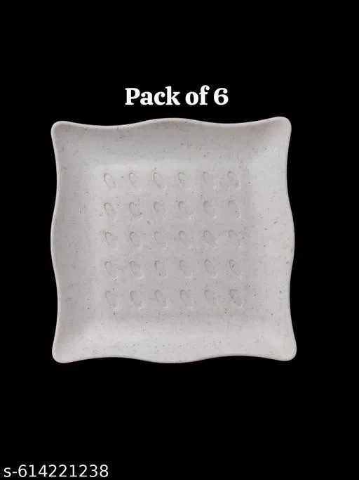 Plastic Plates for Kitchen, White, Pack of 6