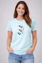 Cotton Blend Printed T-shirt for Men, Aqua Blue 