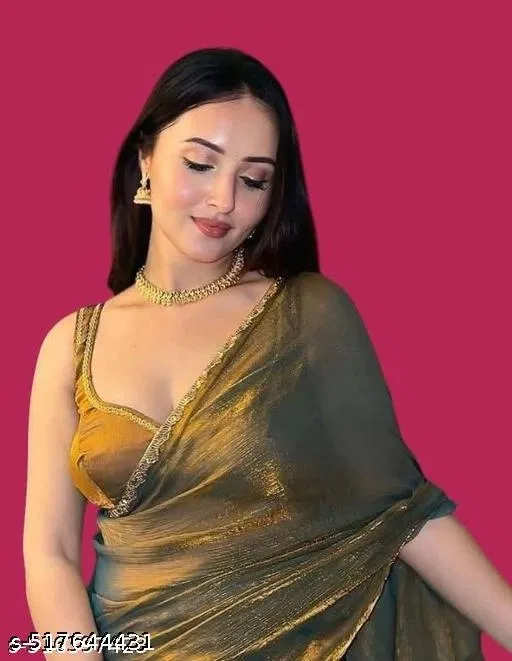 Jimmy Choo Embellished Saree For Women, Yellow