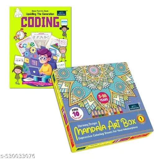 Harmony Mandala Boxx Part 1 + STEM Activity Book: CODING Book for Kids, Set of 2