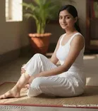 Embroidered Floral Cotton Capris for Women 