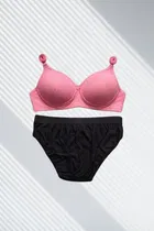 Full Coverage Wireless Padded Bra and Hot Panty Set for Women, Pack of 2 