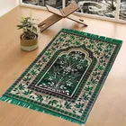 Qaleen Velvet Multipurpose Rug Mat for Jannamaz, Prayer & Meditation (70x110cm), Green